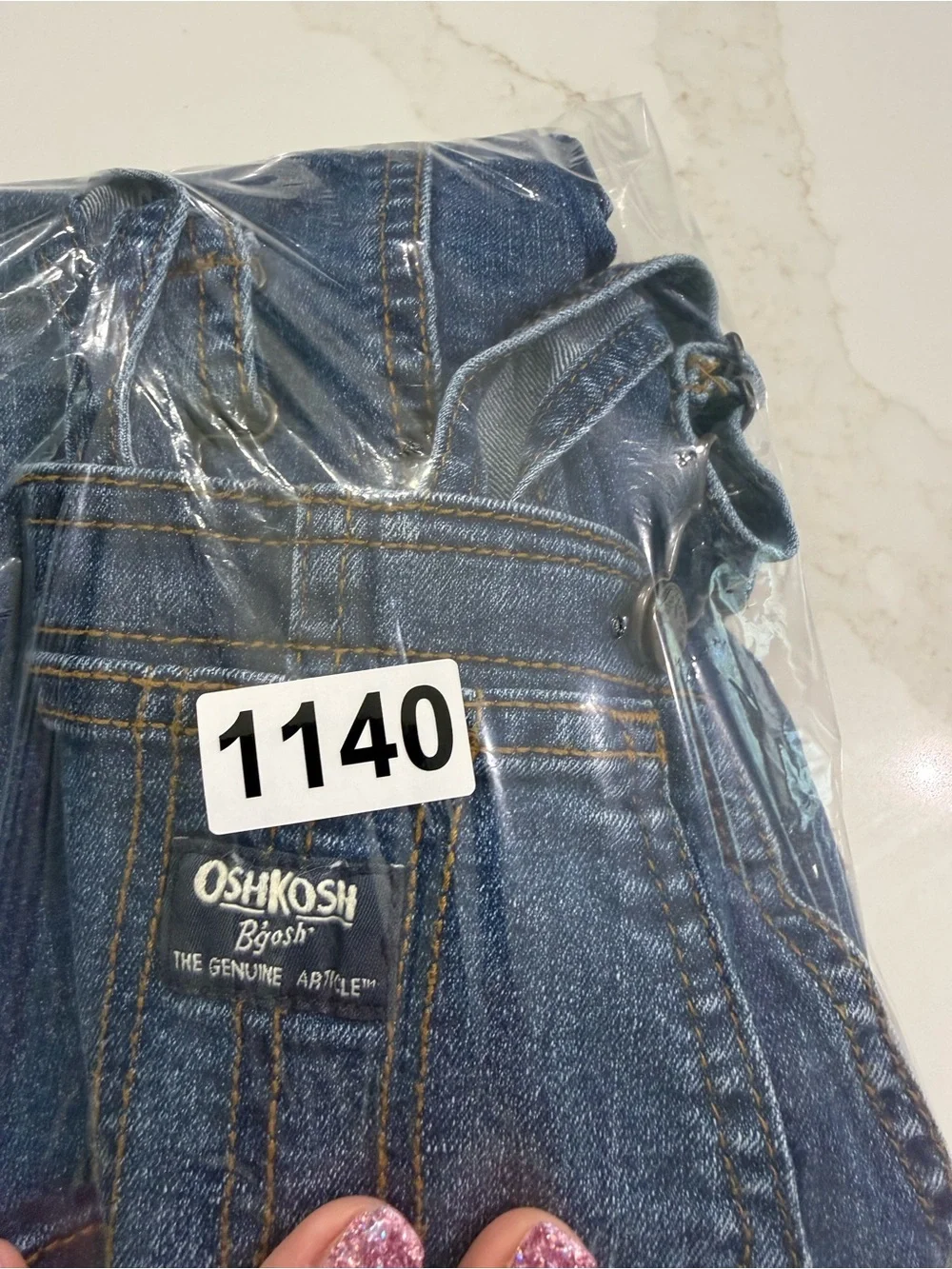 OshKosh B'gosh Classic Denim Overalls Blue Vestbak Jeans Kids 24 months